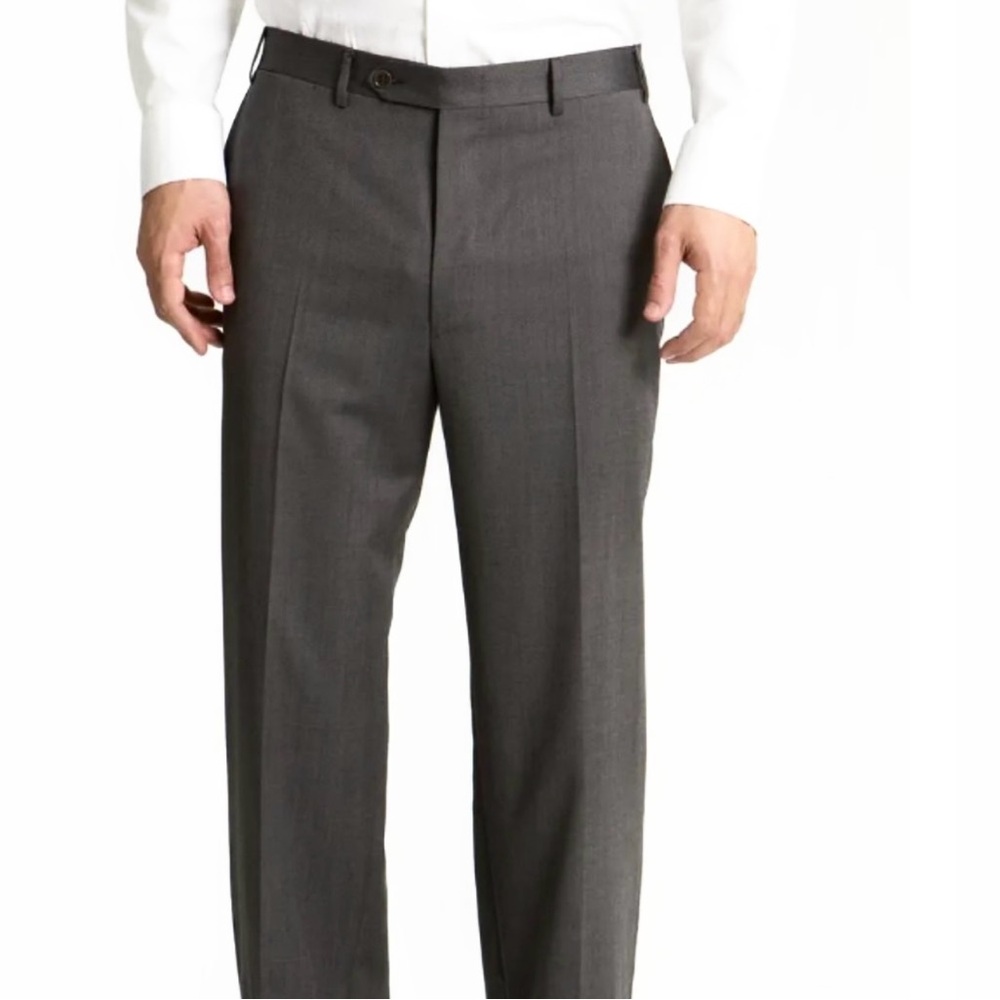 NEW Canali Flat Front Wool Trouser Pants in Dark Gray Men's Size 60
